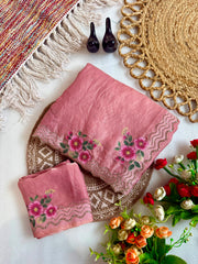 Beautiful Fendy Silk Satin Zarkhan Diamond With Flower Printed Saree