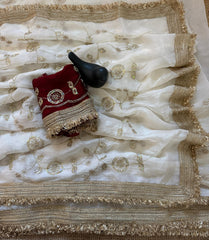Party-wear Space Satin Silk Bits Sequence Work Saree