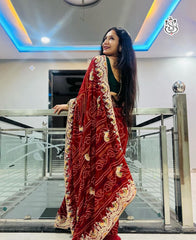 Beautiful C-Pallu With Georgette Bandhej Saree
