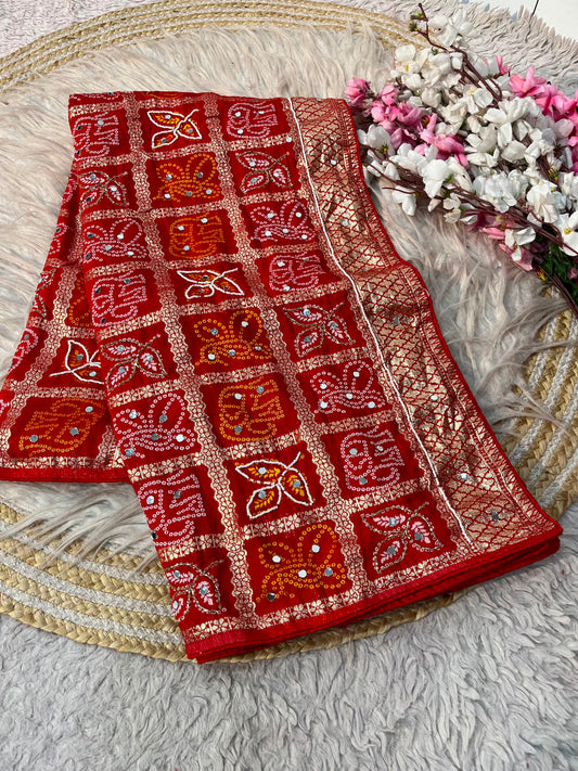 Beautiful Red Viscose Weaving With Rich Pallu Saree