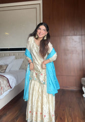 Party-wear Chinon Silk Embroidery Work Sharara