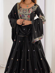 Beautiful Crep Silk Coding Dori With Thread & Sequence Work Lehenga Choli