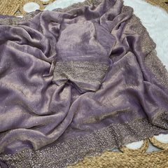 Beautiful Trending Space Silk Zarkhan Work Saree