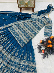 Trending Party-wear Silk Sequence & Embroidery Work Lehenga With Top