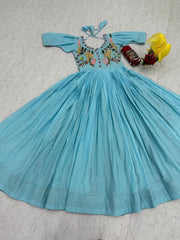 Beautiful Mal Cotton Embroidery Thread Hand Mirror Work Gown