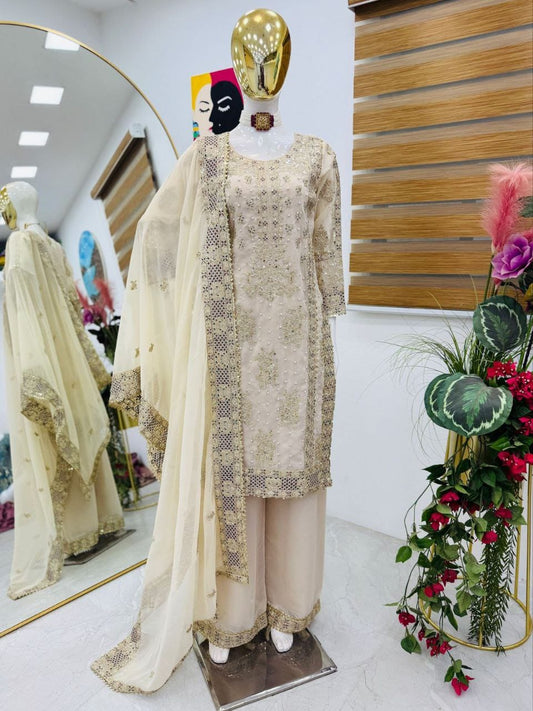 Party-wear Georgette Coding Sequence Embroidery Work Sharara