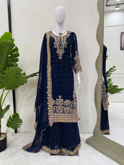 Festive Special Georgette Coding With Sequence Work Sharara Suit