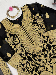 Elegant Georgette Chine-stitch Work Pakistani Suit