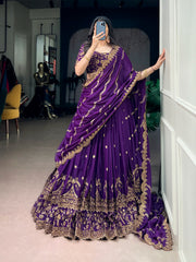 Royal Perfect Blend Georgette Zari Sequence Resham Embroidery Work Lehenga Choli