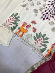 Beautiful French Crepe Embroidery Work Sharara