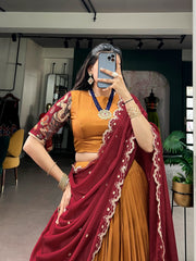 Beautiful Tasar Silk Kalamkari Printed Lehenga Choli