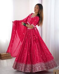 Beautiful Shimmer Silk Thread & Sequence Work Lehenga Choli