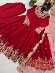 Karwachauth Special  Doremon Crush Silk Embroidery Sequence Work Gown