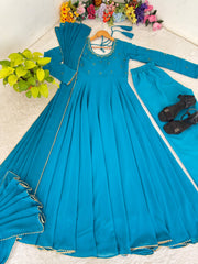 Attractive Real Mirror Embroidery Work Gown