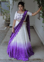 Beautiful Chinon Silk Real Hand Work With Digital Printed Lehenga Choli