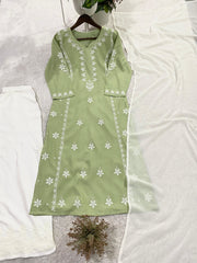 Summer Special Rayon Chikankari Embroidery Work Suit