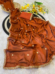Party-wear Rangoli Silk Embroidery Sequence Work Saree