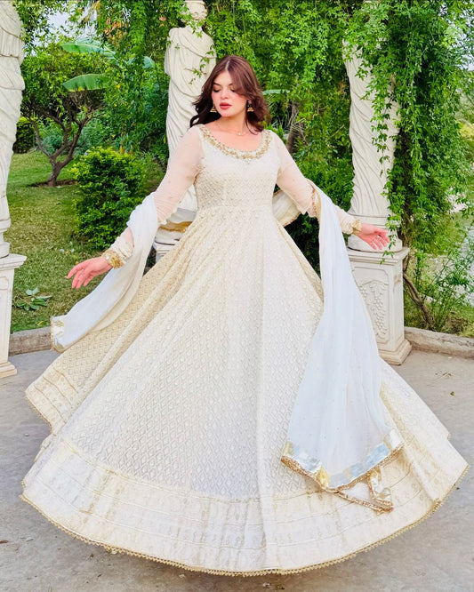 Designer Partywere Georgette Embroidery Work Gown