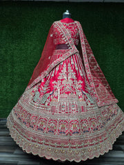 Signature Style Maroon Royal Zarkan Diamond Work Bridal Lehenga