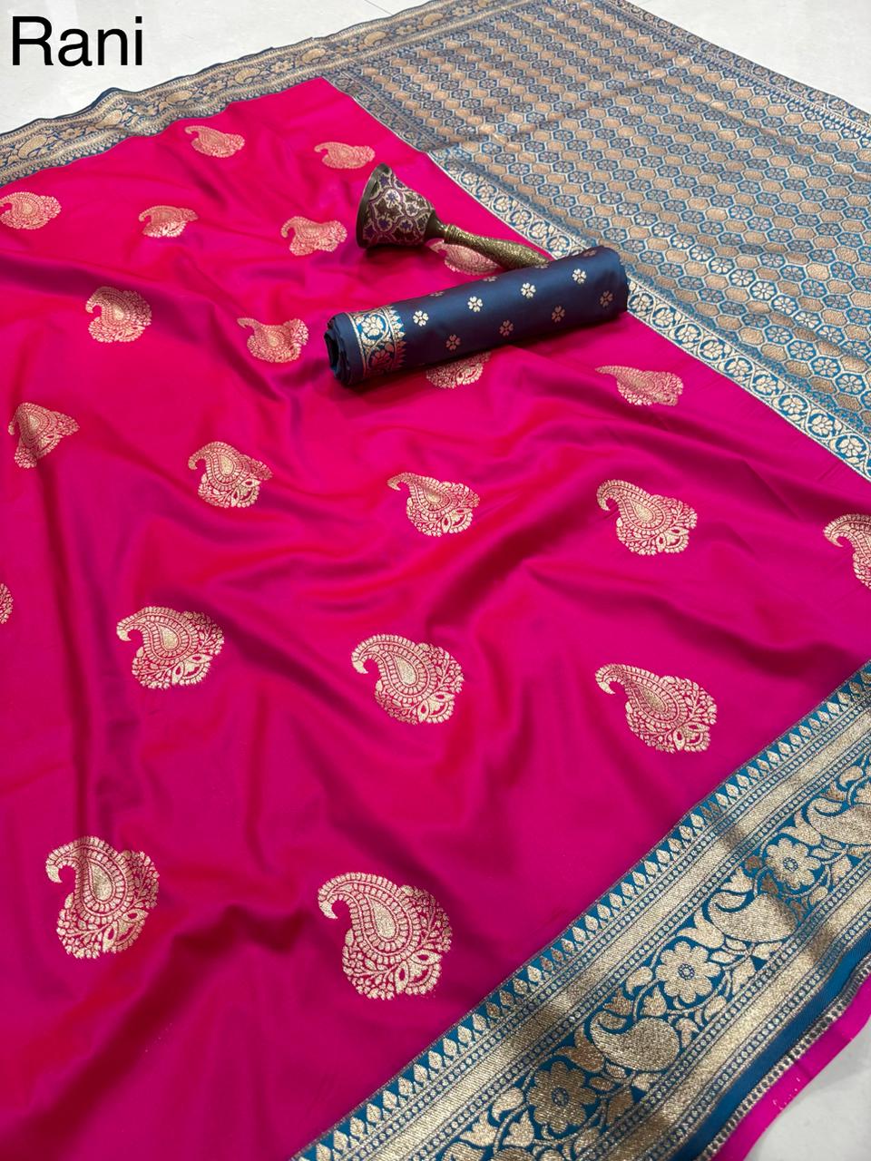 Beautiful Pure Banarasi Silk With Golden Zari Weaving Saree