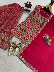 Beautiful Georgette Party-wear Thread With Sequence Work Suit