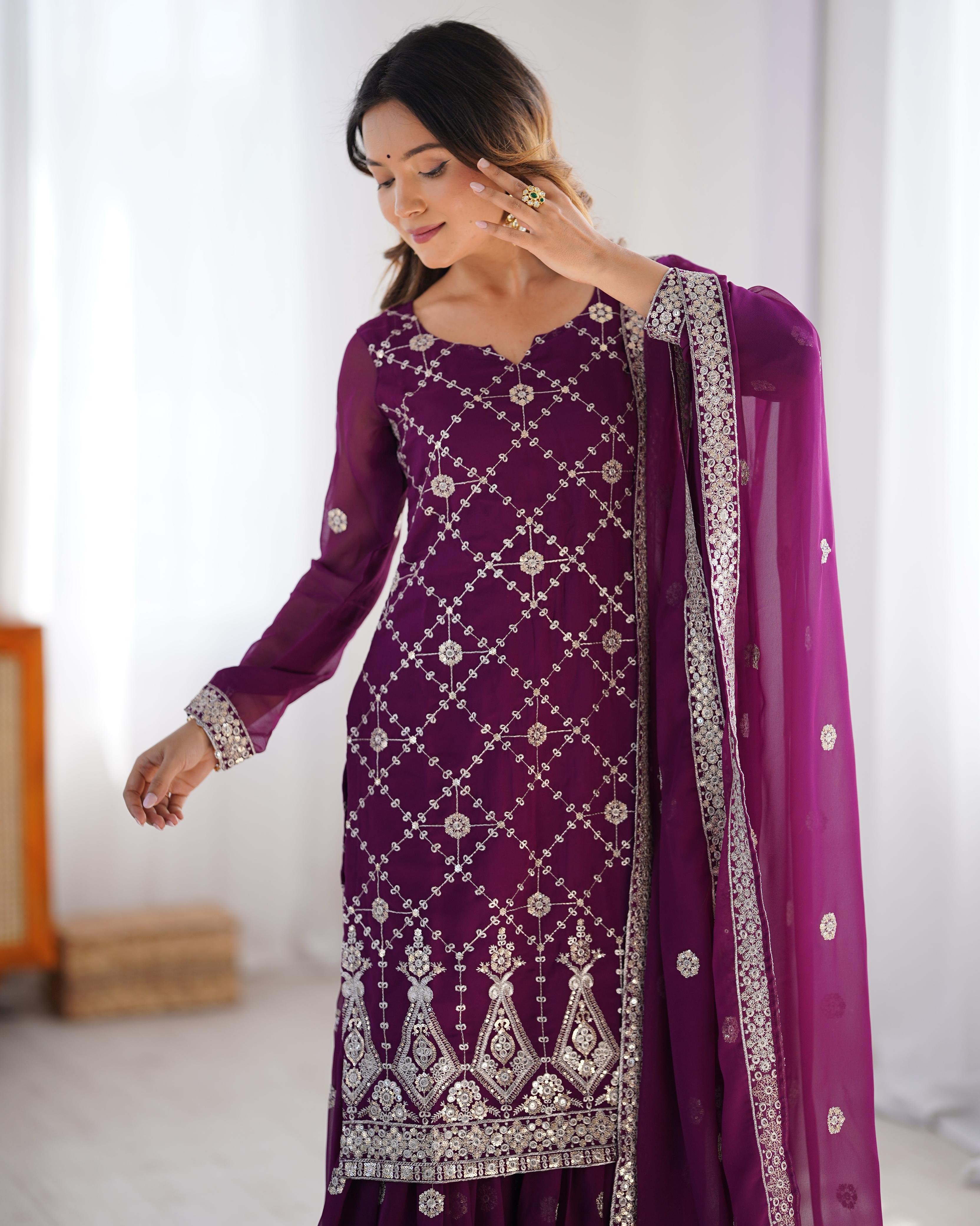 Party-wear Georgette Thread With Sequence Work Salwar Suit