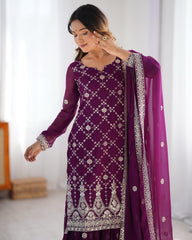 Party-wear Georgette Thread With Sequence Work Salwar Suit