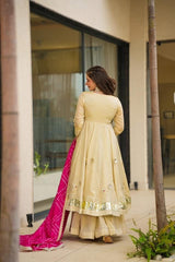 Ethnic Purely Handmade Soft Chinon Handmade Gottapatti Work Anarkali Palazzo