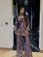 Trendy Stylish Fendy Silk Kurti Palazzo With Stitched Blouse