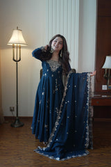 Party-wear Georgette Sequence Embroidery Work Gown