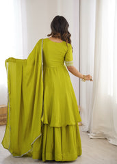 Beautiful Chinon Silk Embroidery Sequence Work Sharara