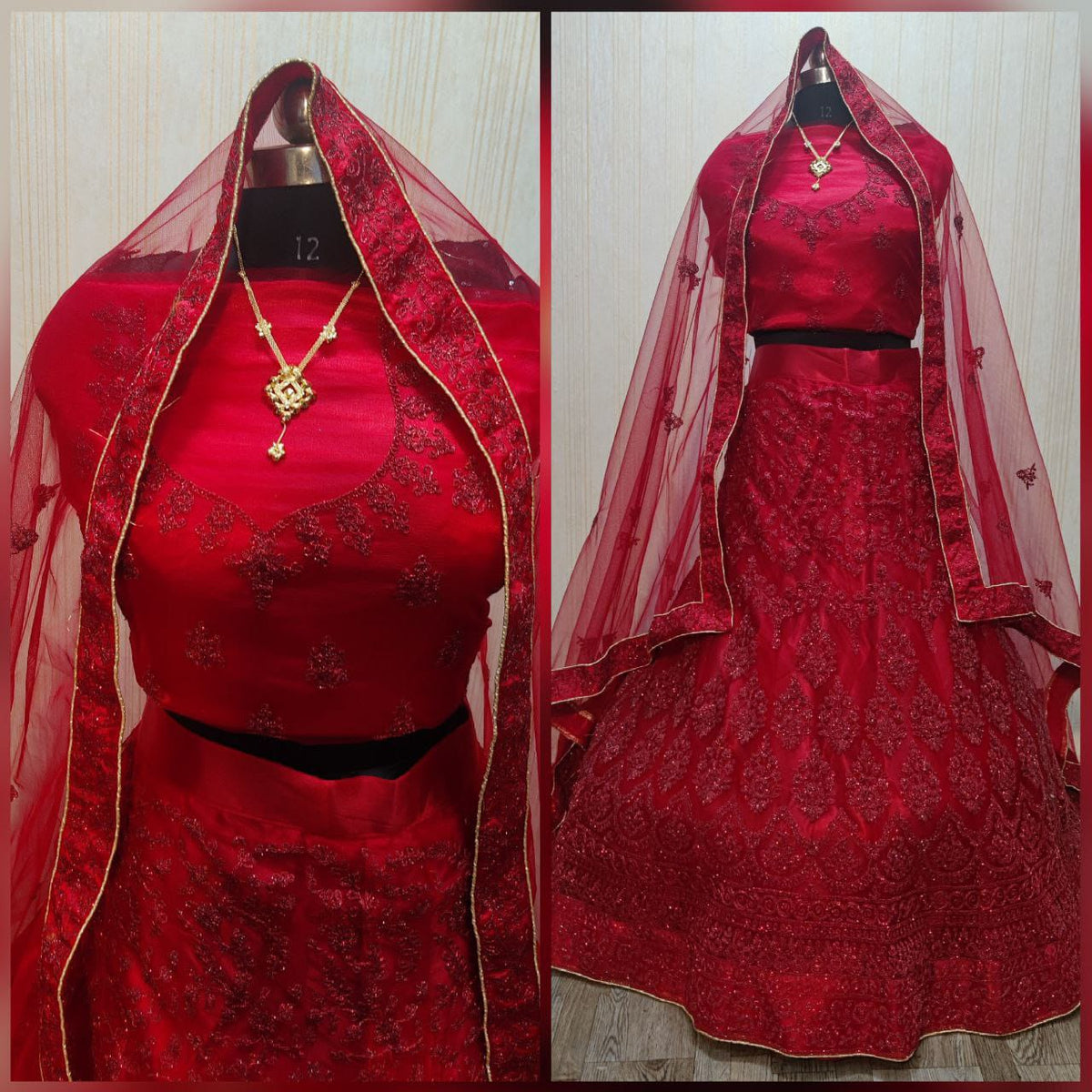 Wedding Wear Dark Color Soft Net Glitter Coding Embroidered Lehenga Choli
