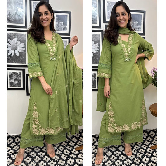 Beautiful Designer Rayon Cotton Embroidery Work Dress