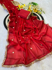 Party-wear Rangoli Silk Embroidery Sequence Work Saree