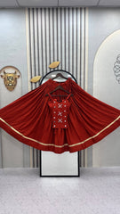 Navratri Special Cotton Handwork Real Coding & Mirror Work Lehenga With Stitched Blouse