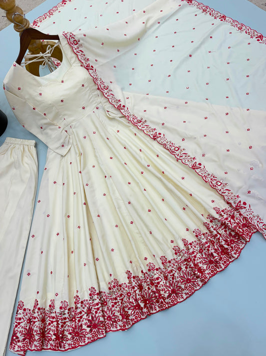 Designer Dimond Silk Embroidery Work Gown