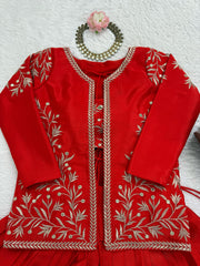 Wedding Wear Premium Red Chinon Lehenga Choli With Sequence Koti