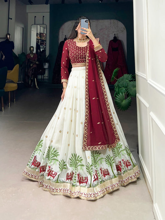 Charming Georgette Sequence & Thread Embroidery Work Lehenga Choli