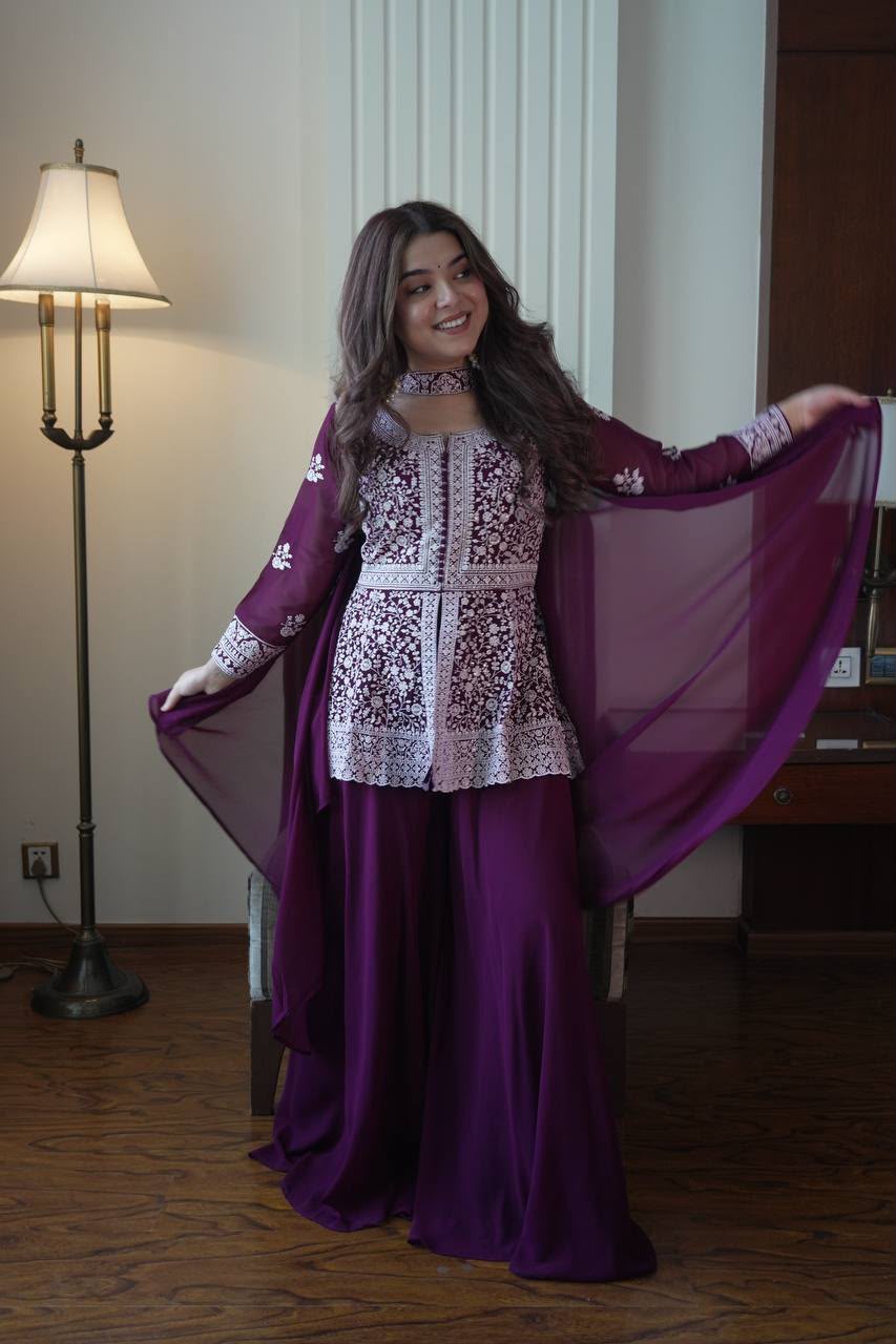 Festive Special Georgette Embroidery Sequence Work Salwar Suit