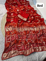 Beautiful Red Viscose Weaving With Rich Pallu Saree