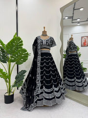 Blockbuster Black Georgette Thread With Sequence Work Lehenga Choli