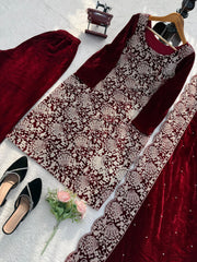 Beautiful Viscose Velvet Party-wear Dress