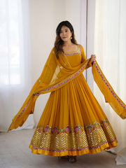 Festival Special Georgette Multi Thread Embroidery & Sequence Work Gown