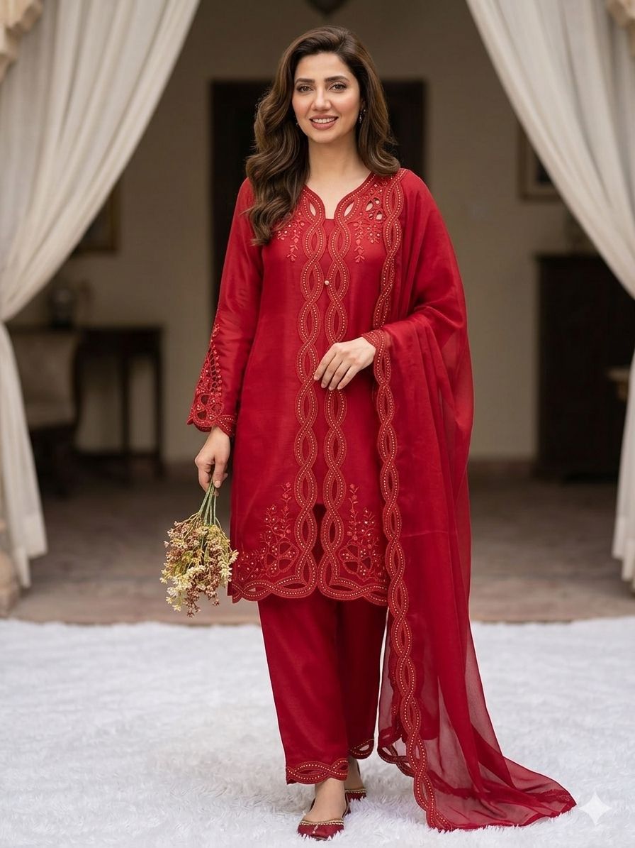 Elegant Chanderi Sequence Embroidery Work Suit