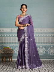 Party-wear Rangoli Silk Embroidery & Sequence Cutwork Border Saree