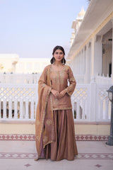 Beautiful Fendy Crush With Zari Sequence Embroidery Work Sharara