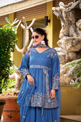 Stylish Festive Special Georgette Embroidery Work Palazzo Set