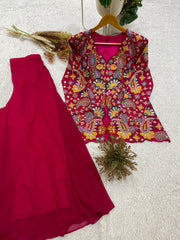 Trendy Georgette Sequence Embroidery Work Co-ord Set