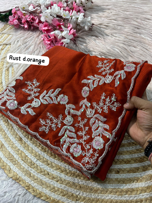 Beautiful Rangoli Silk C-Pallu Coding Sequence Work Saree