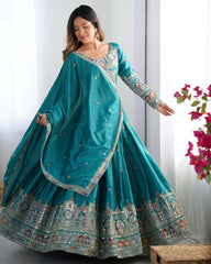 Beautiful Natural Crep Silk Coding Dori With Thread & Sequence Work Lehenga Choli